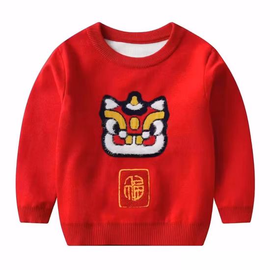カスタムウルトラソフト秋/冬ホリデーキッズファッション刺繍プルオーバークルーネックセーターアパレル衣類卸売可能低価格